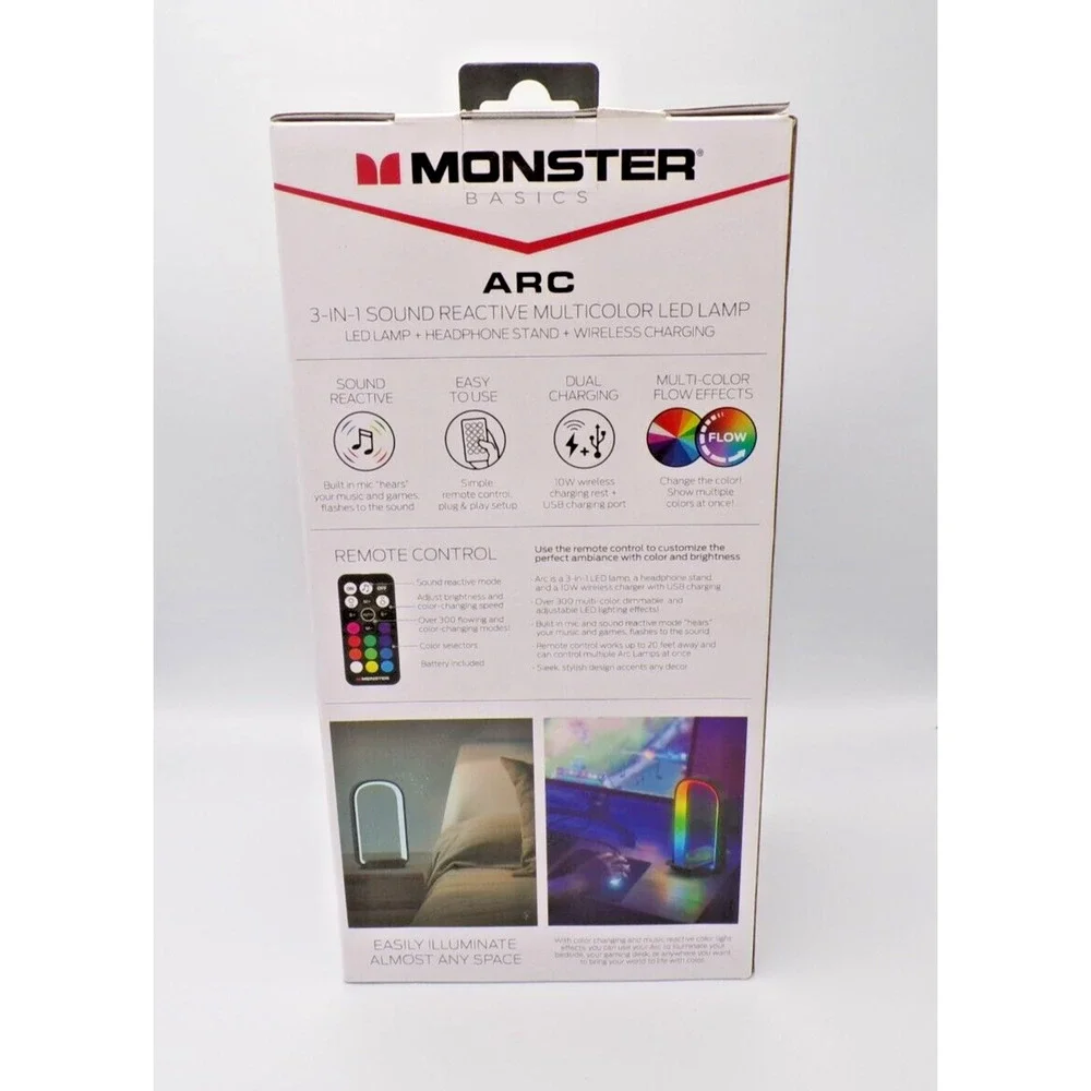 Monster ARC+ Sound Reactive‎ Smart RGB Headphone Stand with Wireless Charger